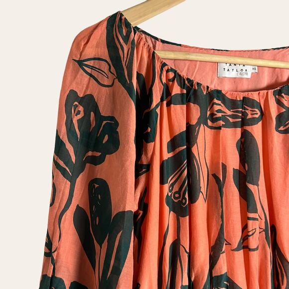 Tanya Taylor Shay Floral Print Mini Dress in Shell Pink/Deep Sea Size XS - Picture 6 of 12
